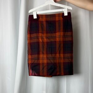 The Limited Plaid Pencil Skirt in Burgundy and Burnt Orange